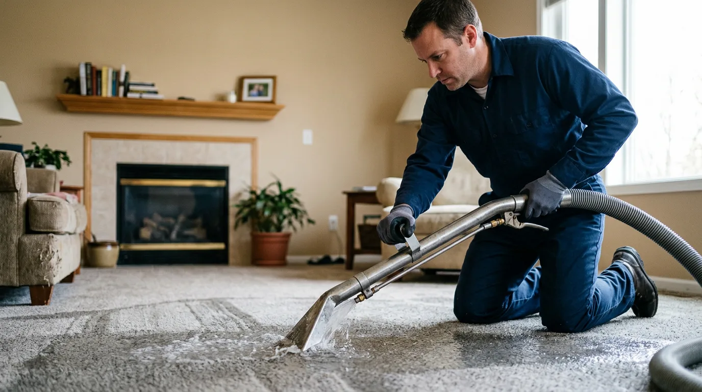 Water damage restoration technician working near Hernando, MS